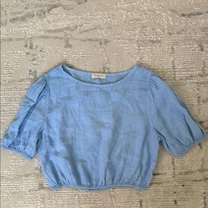 Chic Sky Blue Puff Sleeve Blouse